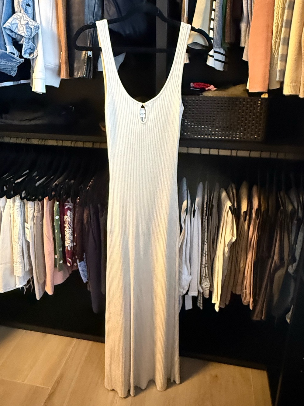 l*space Ribbed Scoop Neck Maxi Dress in Cream